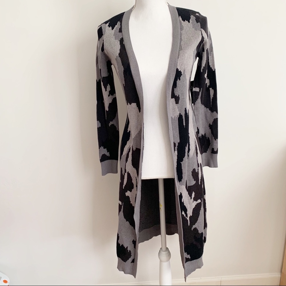 NWT Boston Proper Camouflage Duster Long Line Open Cardigan Sz XXS - Picture 2 of 13